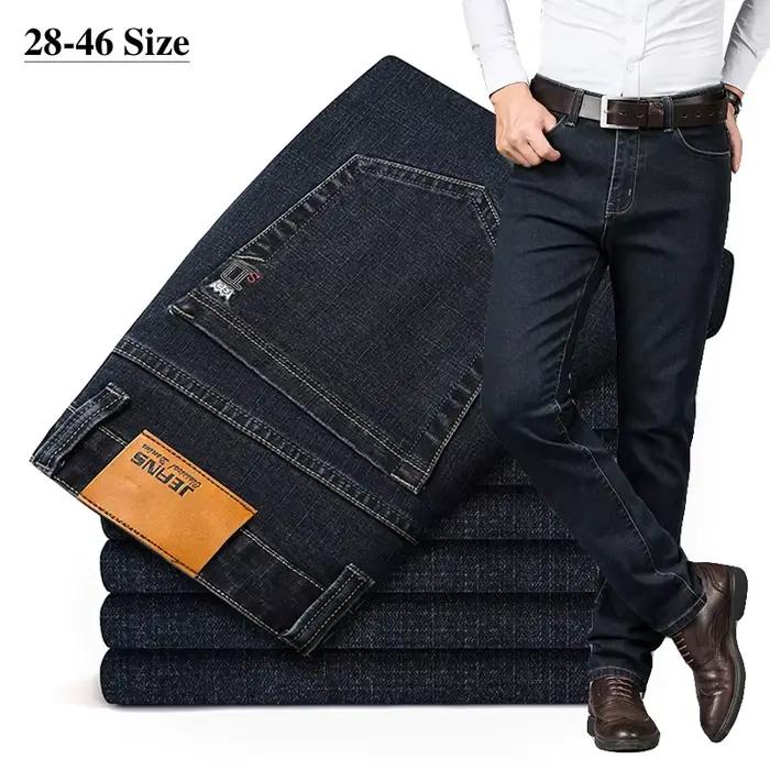 Grande taille 42 44 46 hommes mode jean décontracté classique affaires droite élasticité Denim pantalon printemps