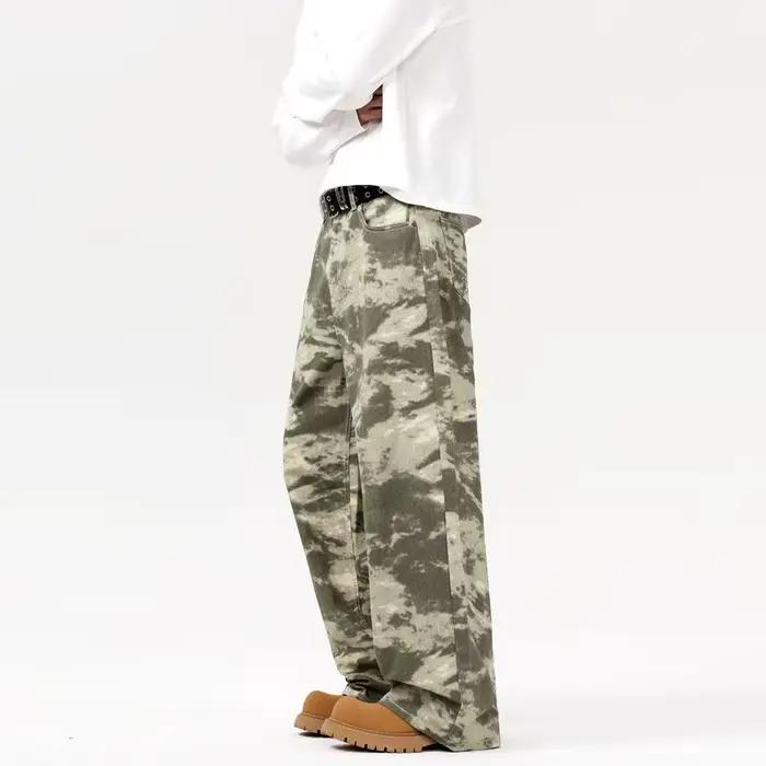 Jean homme à la mode rétro 3D camouflage éclaboussures denim ample droit jeans décontractés style gothique coton舒适 councill,请提供一个符合要求的标题,不需要HTML格式,确保包含产品信息和关键词,但不提及价格、产地或促销信息。例如: ###TITRE###时尚宽松直筒裤男式复古3D迷彩水洗牛仔裤舒适剪裁适合多种场合