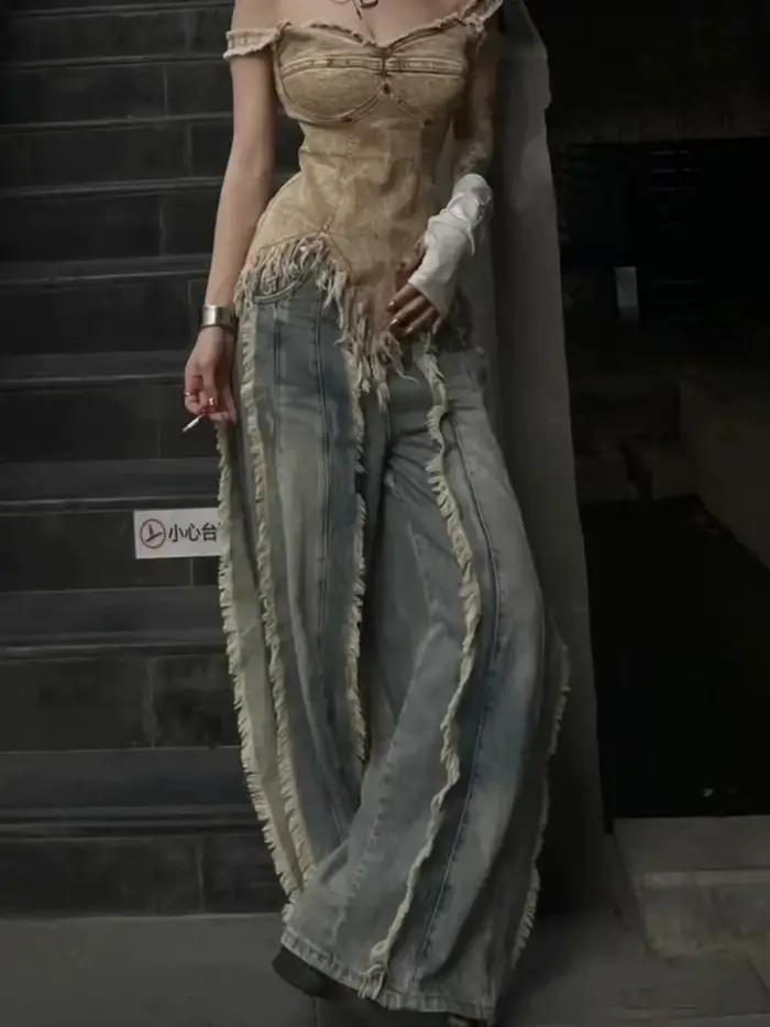 Jean Vintage Délavé Y2K pour Femme