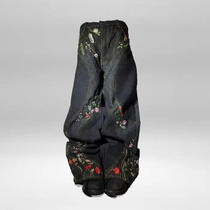 Y2K – jean Baggy à fleurs