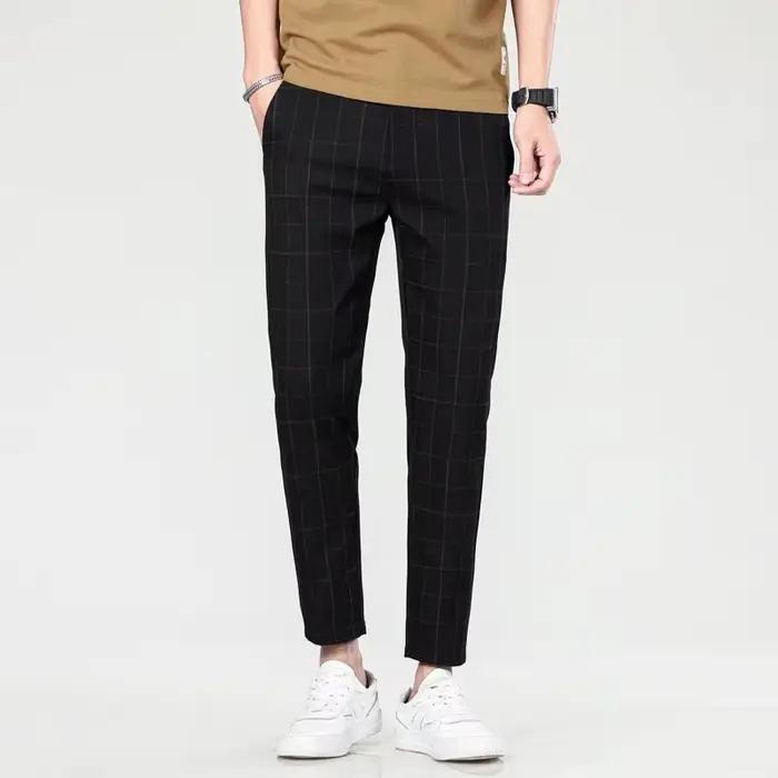 Nouveau pantalon pour hommes de style européen et américain à la mode à grille 2025 pour les affaires