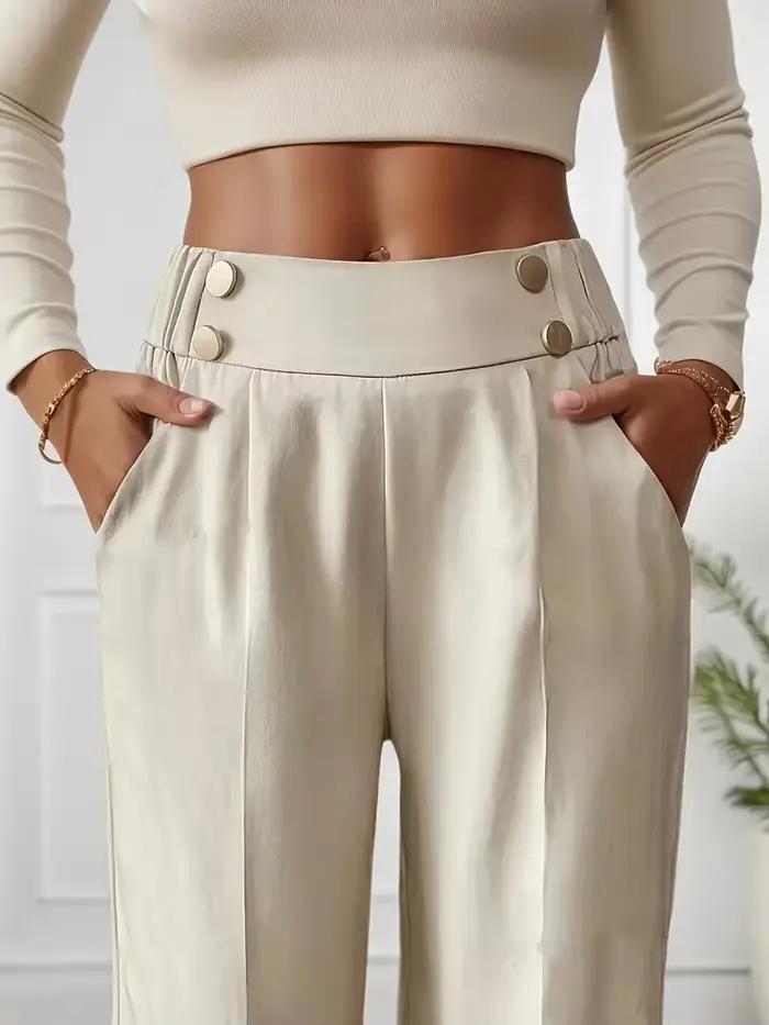 Pantalon taille haute à jambes larges pour femmes