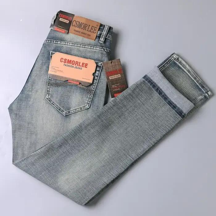 Nouveau Jean Droit Homme Automne 2026 – Pantalon Décontracté Extensible Taille Haute Coupe Droite Business en Denim Bleu Noir Délavé