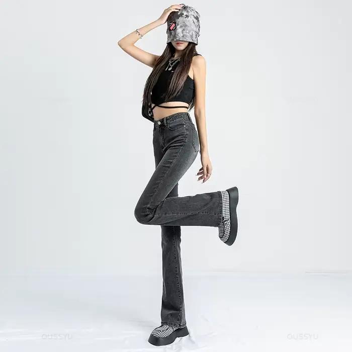 Jean évasé pour femme, pantalon en Denim