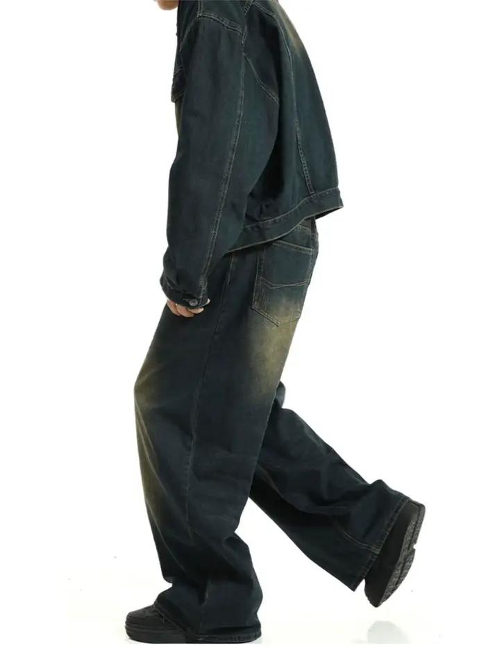 Jeans baggy REDDA CHiC en toile adoucissante, coupe ample, style rétro, pour homme, décontracté, quatre saisons