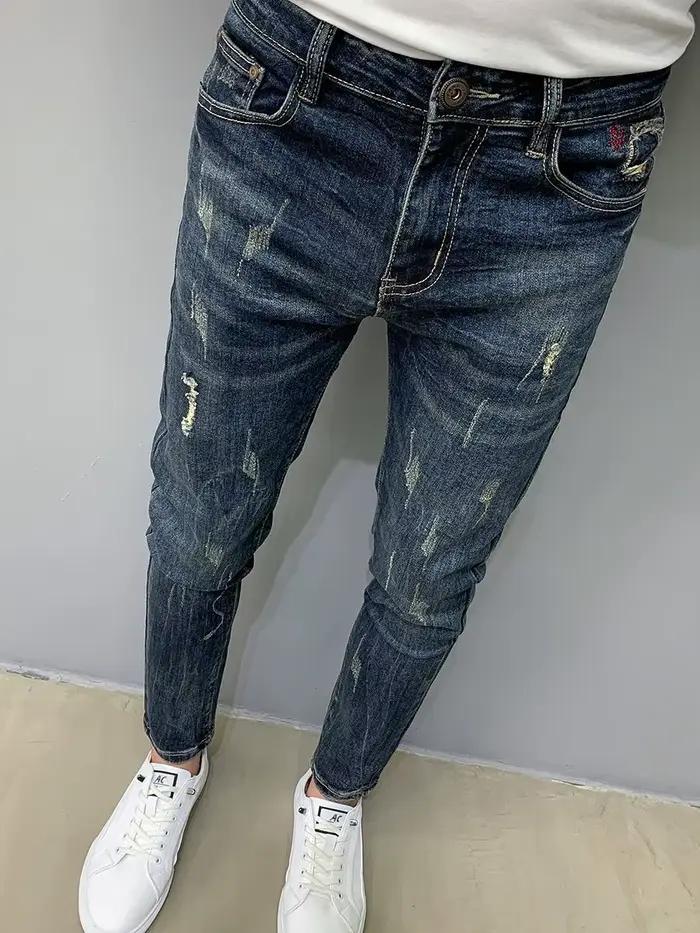 Harajuku mode automne nouveau jean bleu hommes