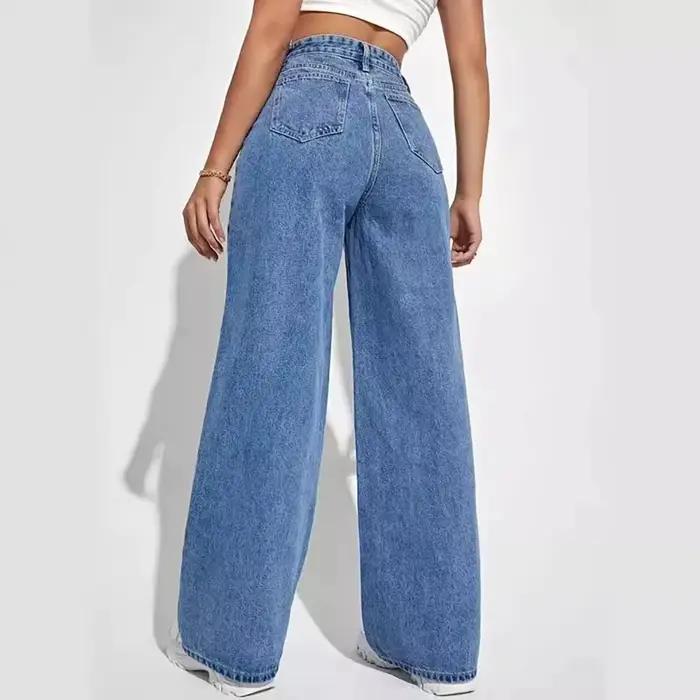 Jean bleu rétro ample pour femmes, style Y2K, pantalon droit, haute taille, tout-en-un, mode moderne occasions diverses