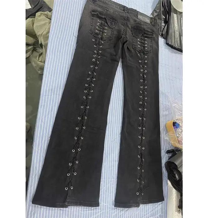 BKQU – jean gothique à lacets pour femmes