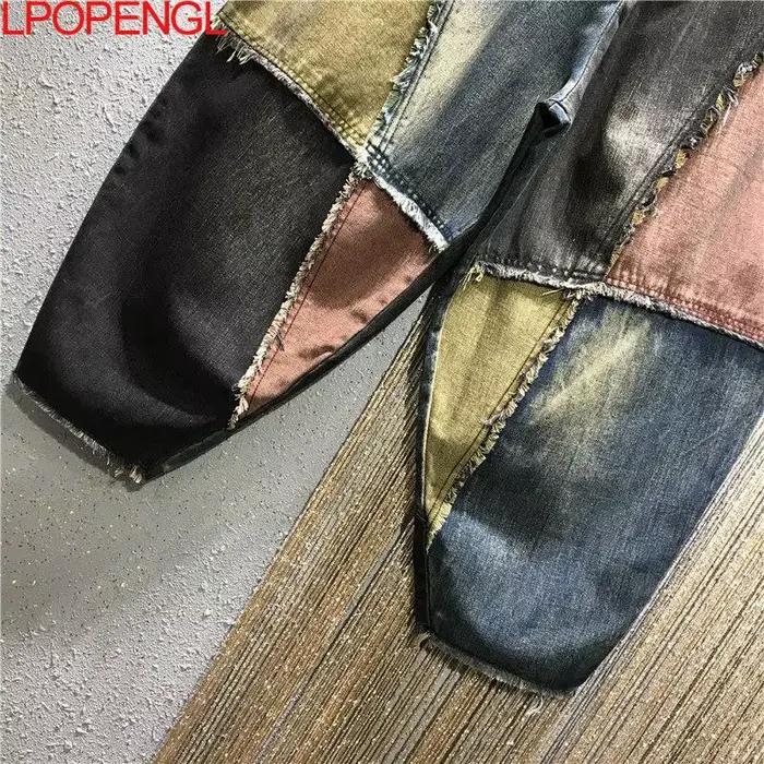 Jean d'été pour femme taille haute vintage style Harem 2026 Nouvelle collection décontractée mode Harajuku en coton patchwork coupe large radis