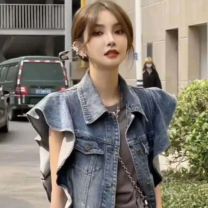 Veste en jean à simple boutonnage pour femme