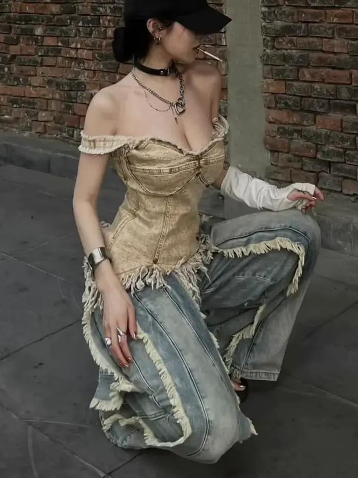 Jean Vintage Délavé Y2K pour Femme