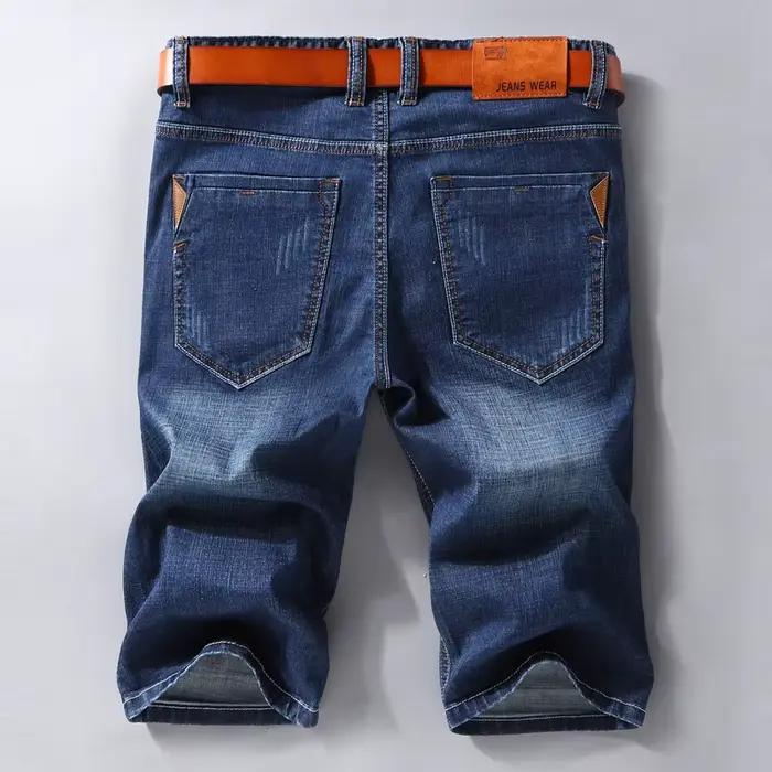 Shorts en jean Brother Wang coupe fine et élastique pour hommes styles décontracté et élégant ocassions estivales et décontractées