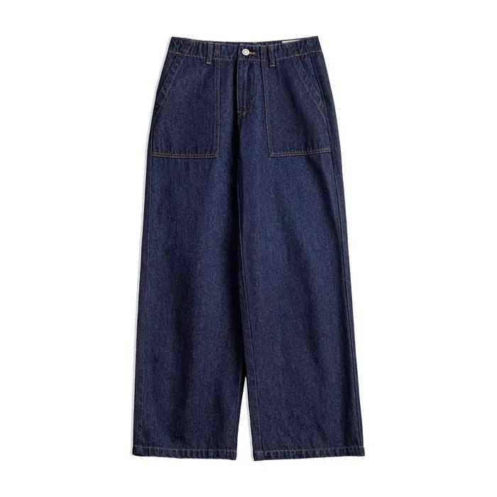 Maden Pantalon en jean droit taille haute pour femme