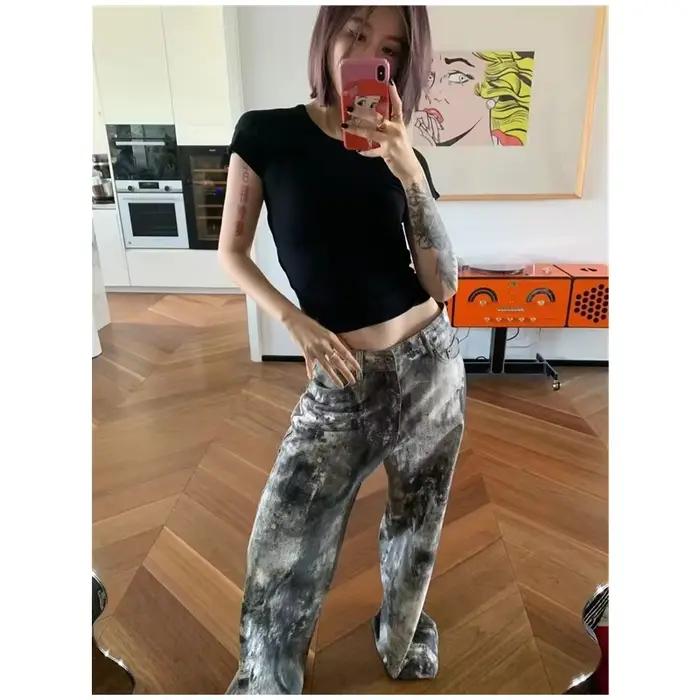 Jean Bleu à Jambes Larges et Droites pour Femme