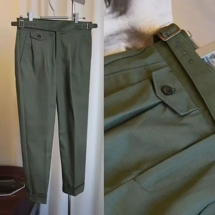 Mode printemps automne Vintage hommes Gurkha pantalon Style britannique taille haute décontractée