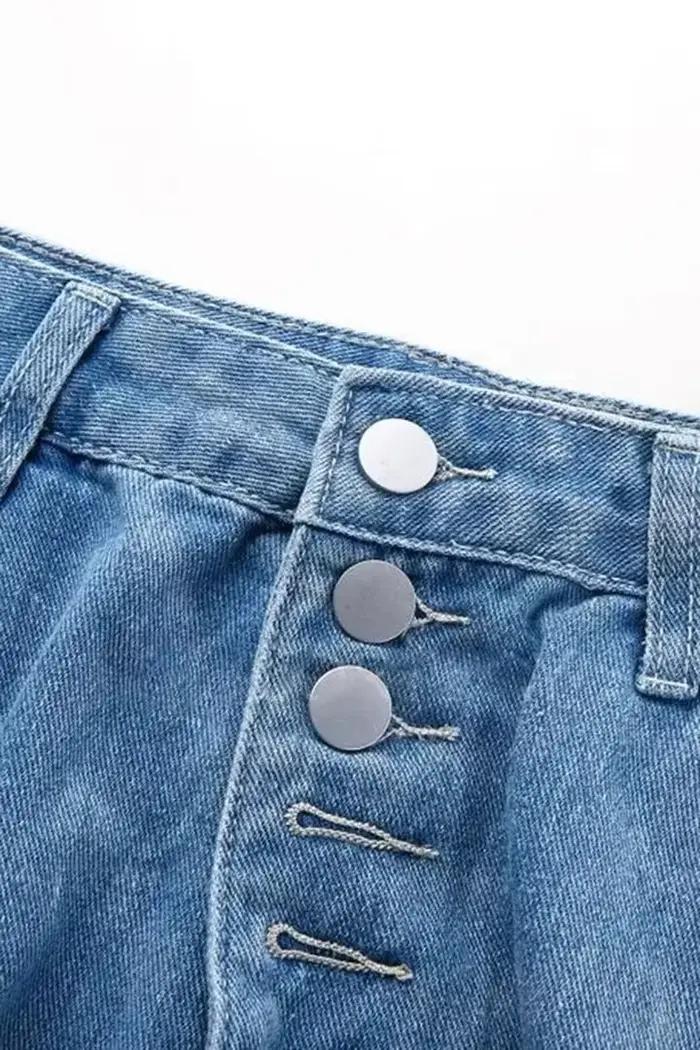 Jean déchiré pour femmes trou taille haute maman