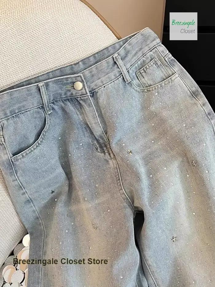 Jean américain à jambes larges et brillantes