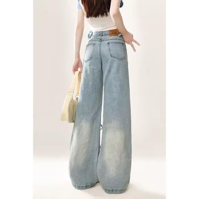 Jeans de travail rétro brodés de coeurs pour femmes coupe amincissante grande taille occasionnels épicées