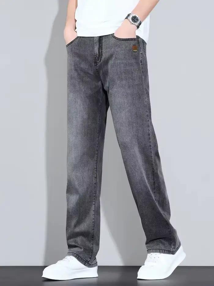 Jean en Lyocell Soie Glacée pour Homme – Pantalon en Denim Ultra-Fin Coréen Tendance