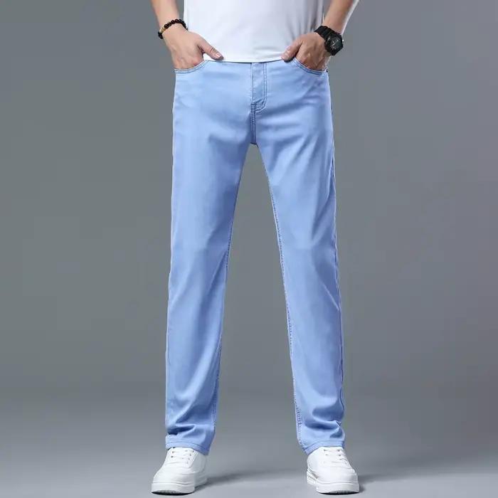 2025 été nouveaux hommes bleu ciel mince Stretch jean Lyocell