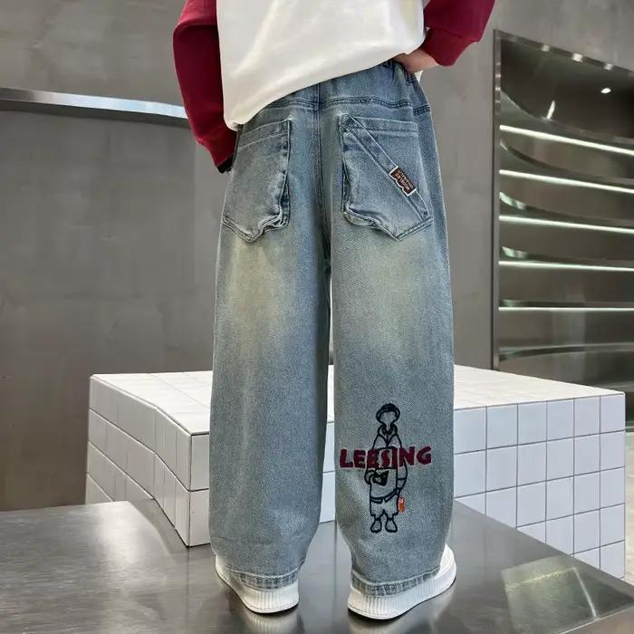 Offre spéciale enfants mode jean avec lettres pour garçons vêtements de luxe Denim pantalon élégant adolescent enfant