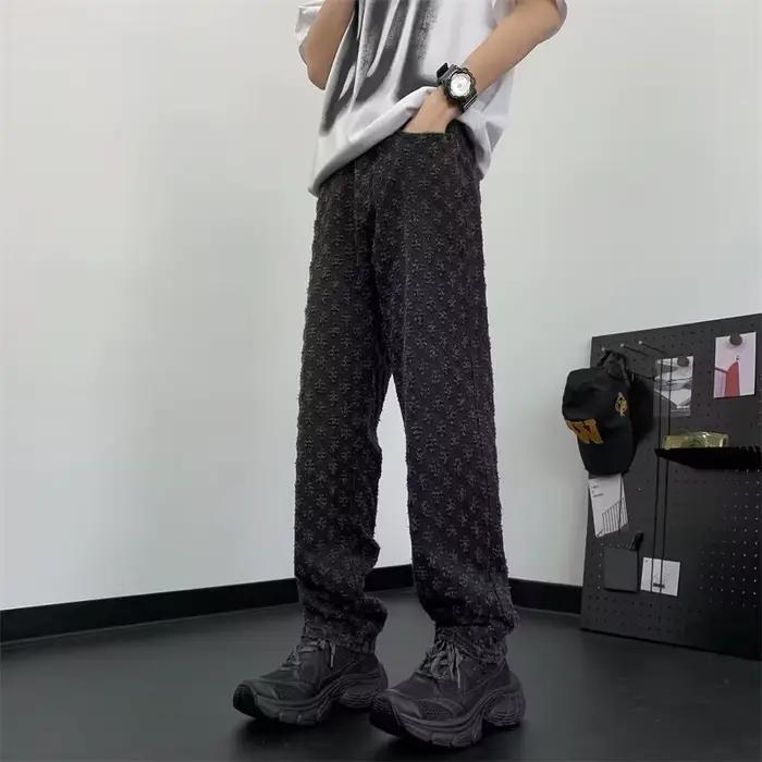 DistMurcia-Pantalon en denim à motif jacquard pour hommes