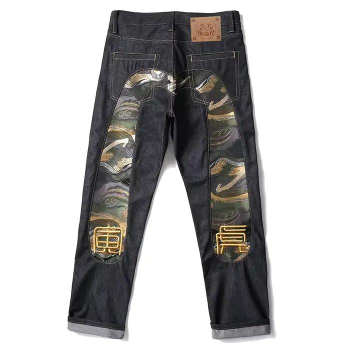 Jean japonais en coton brodé à la main pour hommes