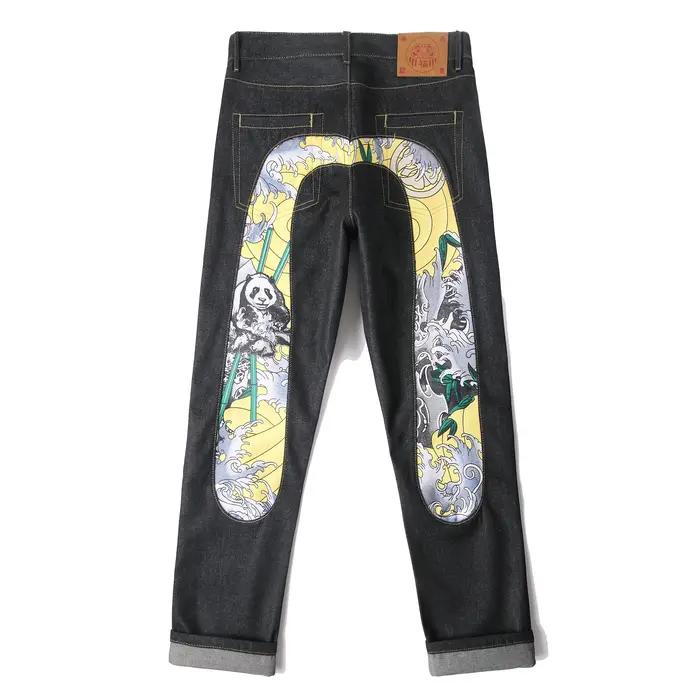 Jean japonais en coton brodé à la main pour hommes