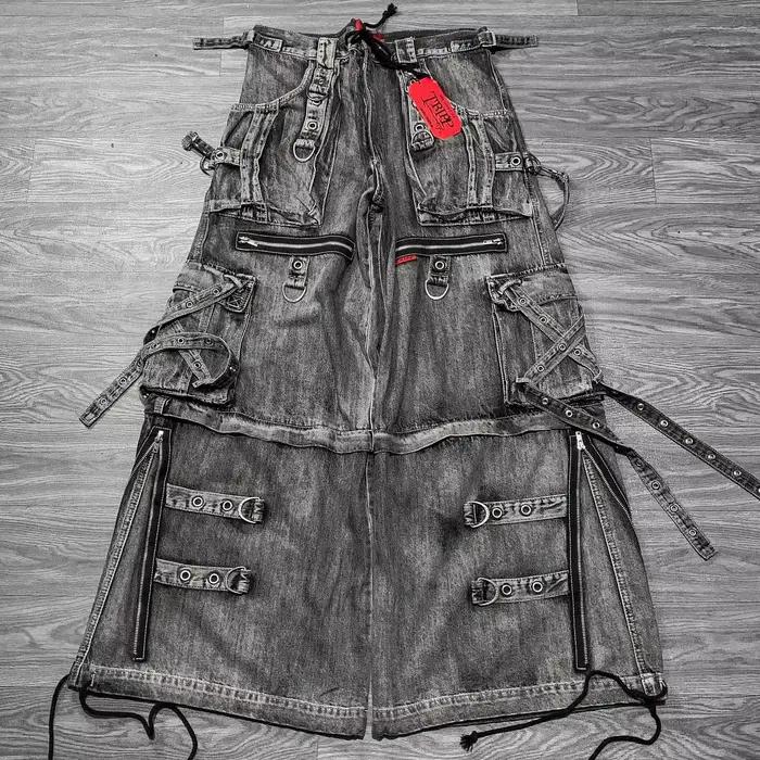 Y2K pantalon pantalon Streetwear lavé en détresse noir gris jambe large jean hommes femmes Goth Punk Multi poche surdimensionné Baggy jean
