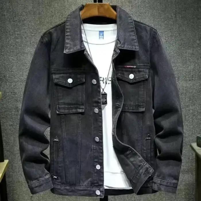 Veste de motard en jean délavé pour hommes, veste de motard masculine, mode automne, bas prix, style coréen, haute qualité, grande taille