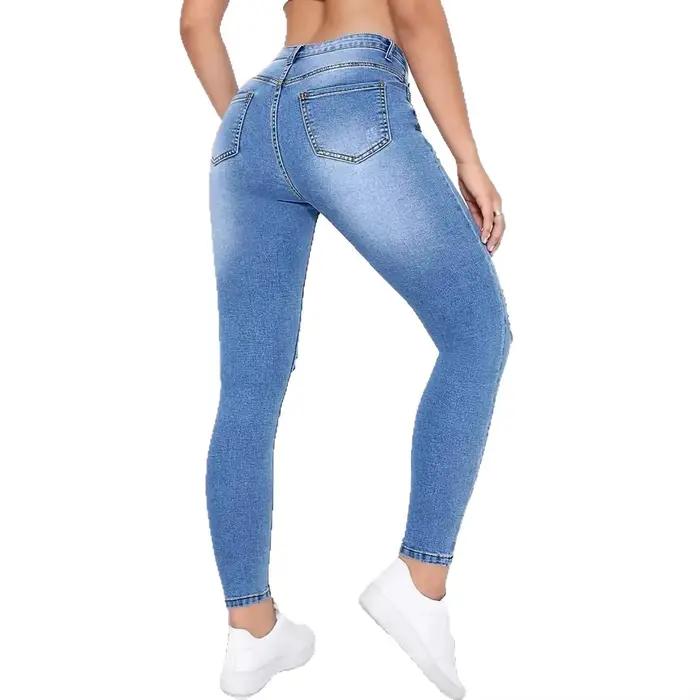 Jean déchiré femme printemps-automne 2026 – Mode streetwear taille haute Y2K – Pantalon en denim élégant