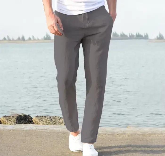 Pantalon en coton et lin pour homme