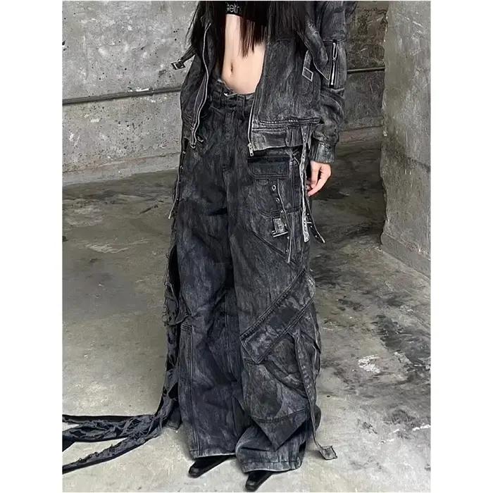 Jean noir femmes Style américain Y2K 90S Vintage taille haute