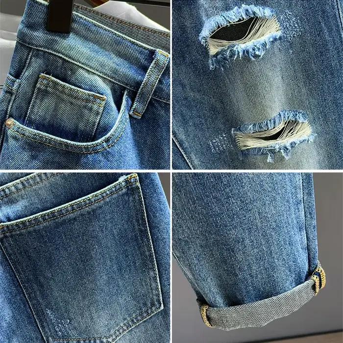 Jean déchiré en pur coton pour hommes