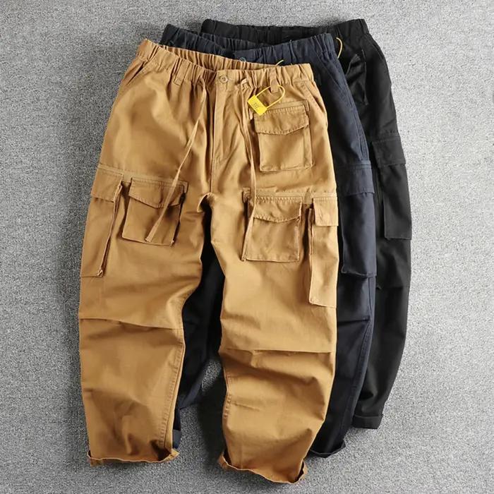 Amei – salopette tendance rétro kaki en tissu tissé à carreaux pour hommes