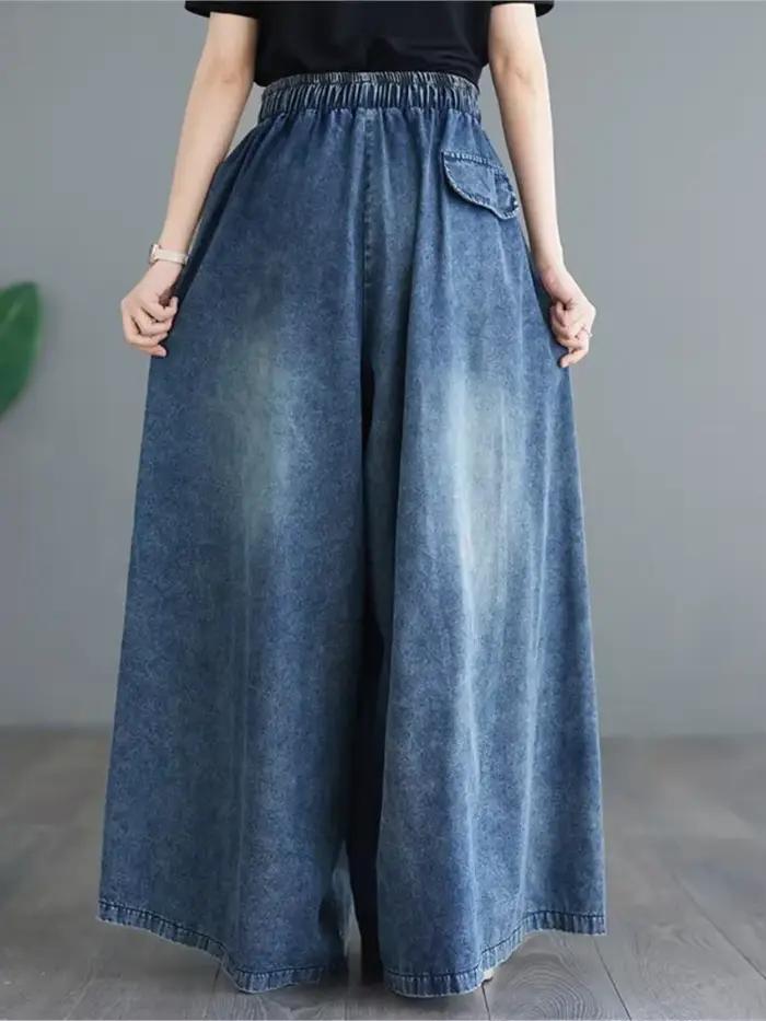 Jean Plissé à Jambes Larges pour Femme, Pantalon Long, Taille Haute, Loribindwood, Occasions Spéciales, Printemps Été