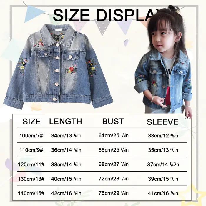 Veste en jean pour filles avec broderie, veste en jean pour enfants à la mode de fleurs, manteau de transition pour tout-petits, vêtements d'extérieur de cowboy décontractés pour enfants