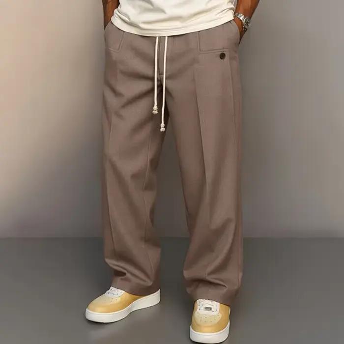 Streetwear nouveaux pantalons décontractés pour hommes printemps automne mode couleur unie à lacets pantalon