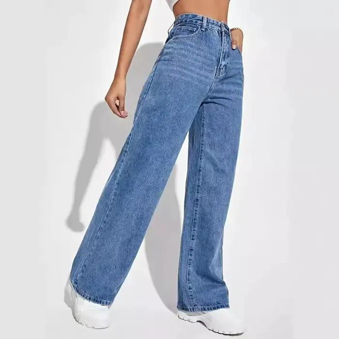 Jean bleu rétro ample pour femmes, style Y2K, pantalon droit, haute taille, tout-en-un, mode moderne occasions diverses