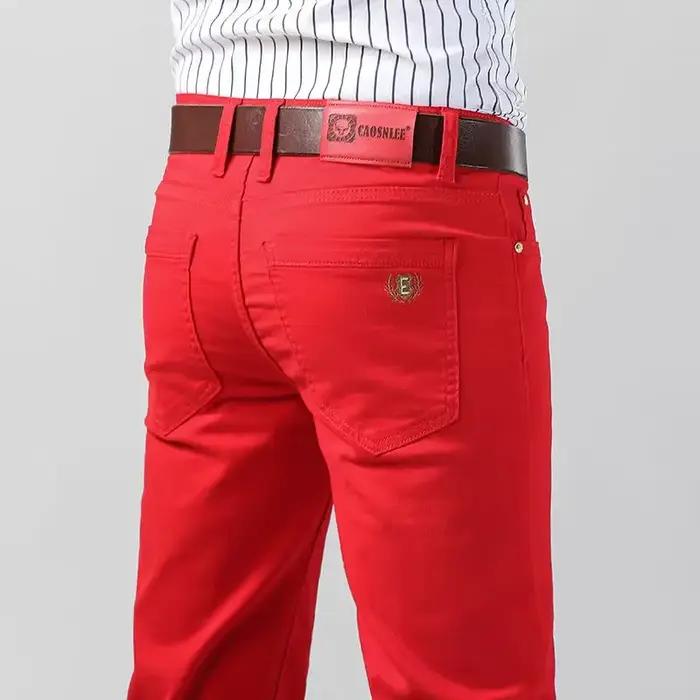 Jean extensible en Denim coloré pour hommes