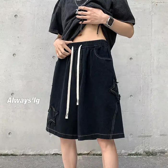 Shorts Patchwork Hommes Vintage Denim Été Décontracté Loisirs Ulzzang Streetwear Chic Occasions Spéciales