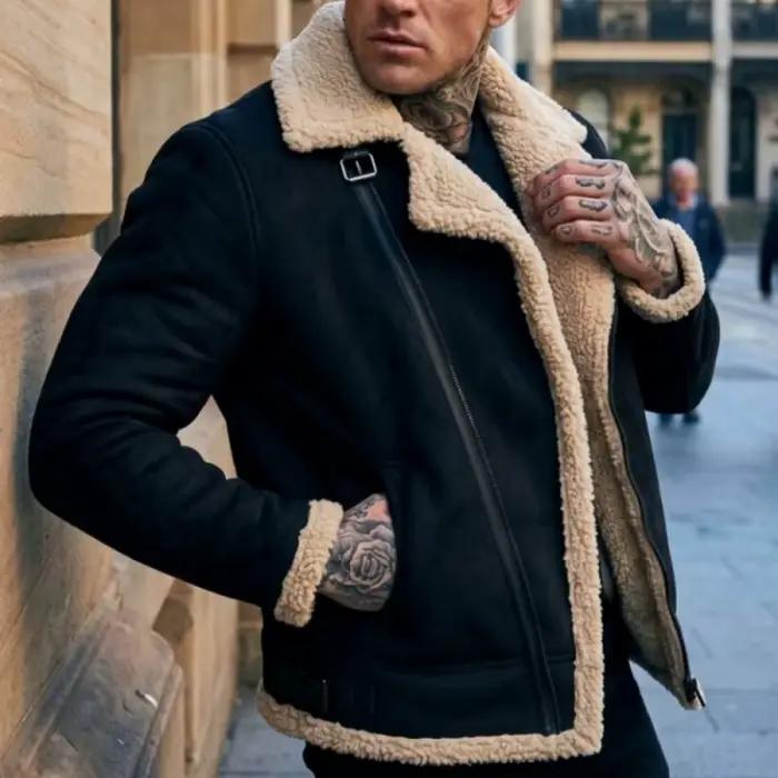 Veste en polaire homme, style streetwear, veste chaude en faux daim, veste légère à fermeture éclair, manteau d'hiver, veste de randonnée et de chasse en plein air