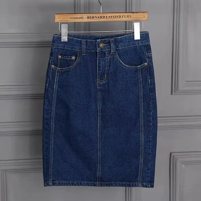 2025 mode printemps été Jean jupe femmes taille haute jupes droites femme mince élégant Denim sac hanche