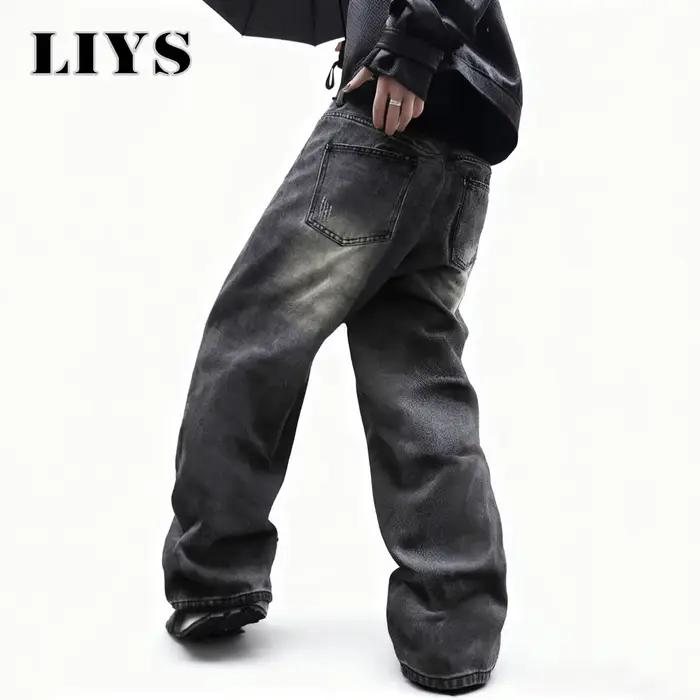 Pantalon en denim ultra baggy à jambes larges pour hommes et femmes style américain rétro gris foncé à porter toute l'année occasions quotidiennes et festives