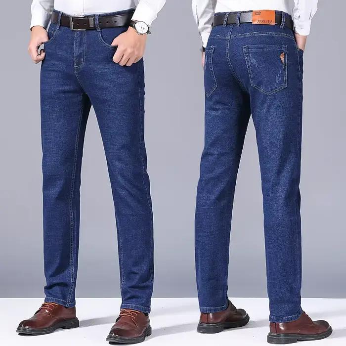 Jean fin en coton élastique pour hommes