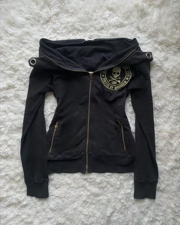 Veste en jean bleu vintage Y2K pour femme