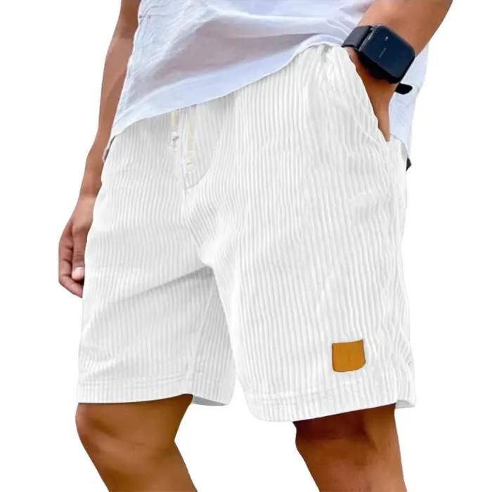 Shorts cargo vintage en velours côtelé pour homme, style sport, décontracté, couleur unie, respirant, pour les chaudes journées d'été