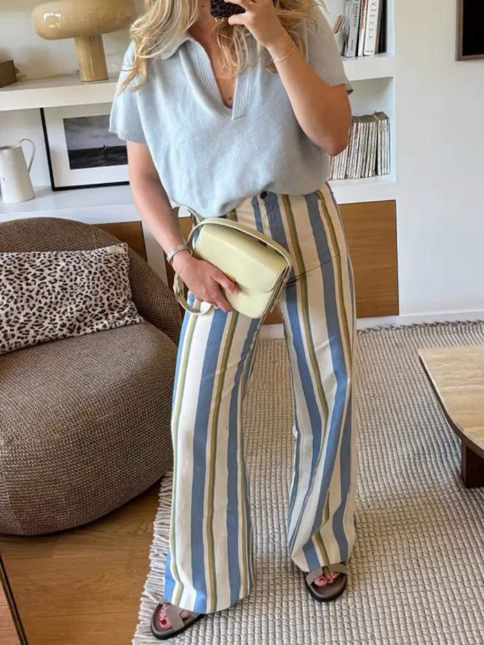 Jean rayé multicolore pour femme