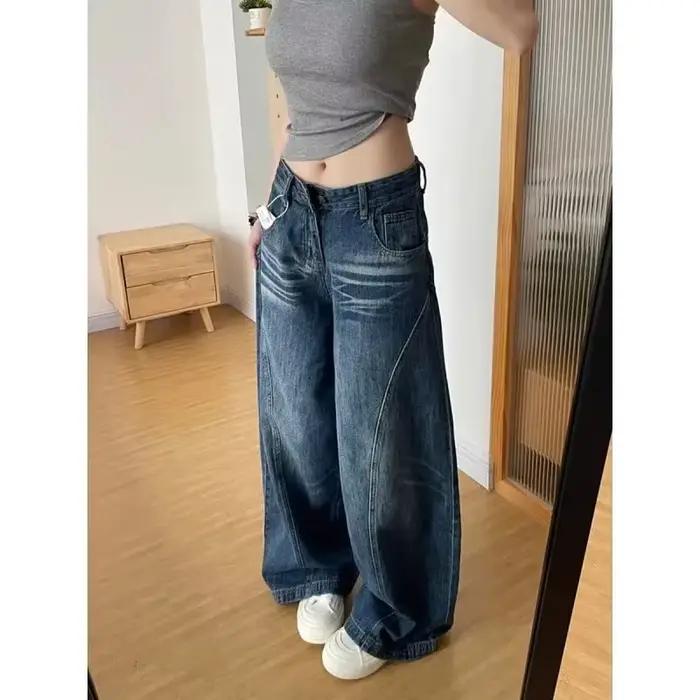 Jean taille haute à jambes larges pour femmes