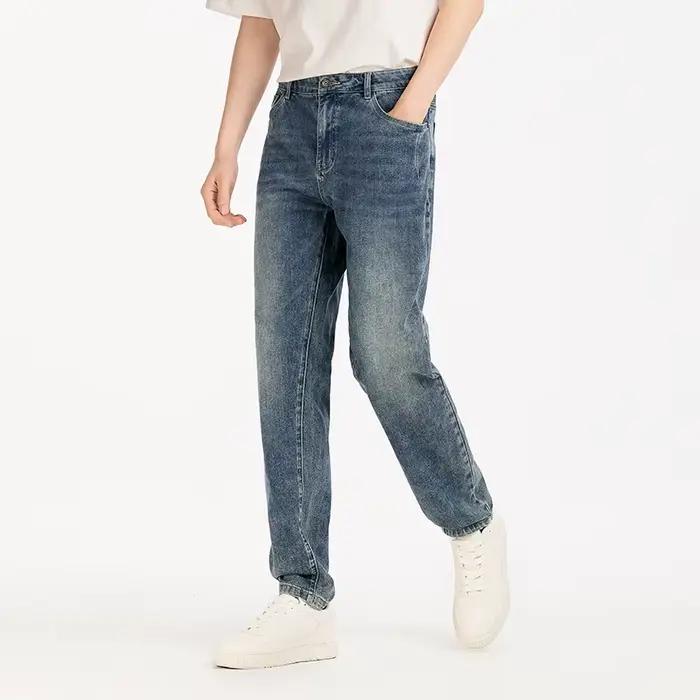 Jean Homme Semir Vintage Délavé Coton Élastique Doux Coupe Slim Polyvalent Tendance 2026 Décontracté Quotidien Streetwear
